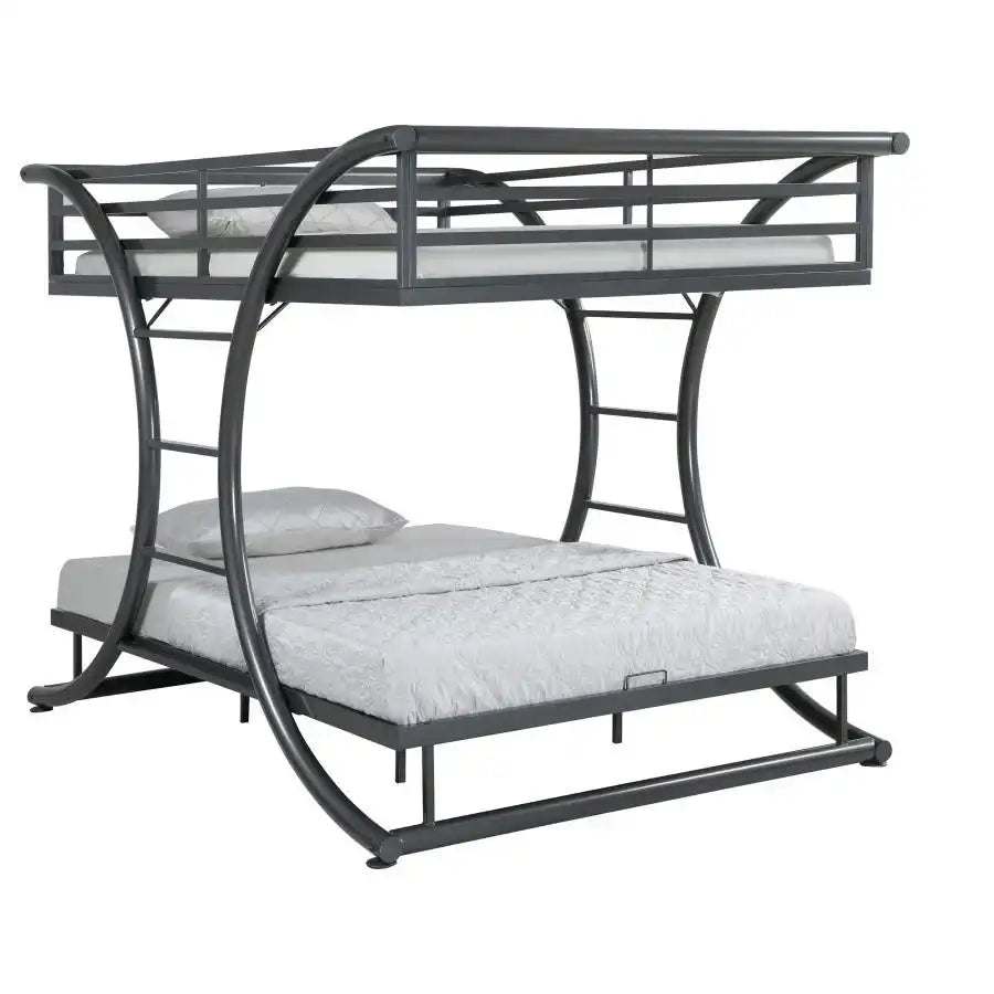 Stephan - Metal Bunk Bed, Full over Full, Dark Gray