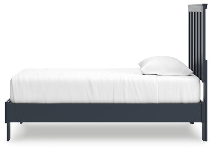 Simmenfort - Platform Bed With Panel Headboard, Twin, Blue