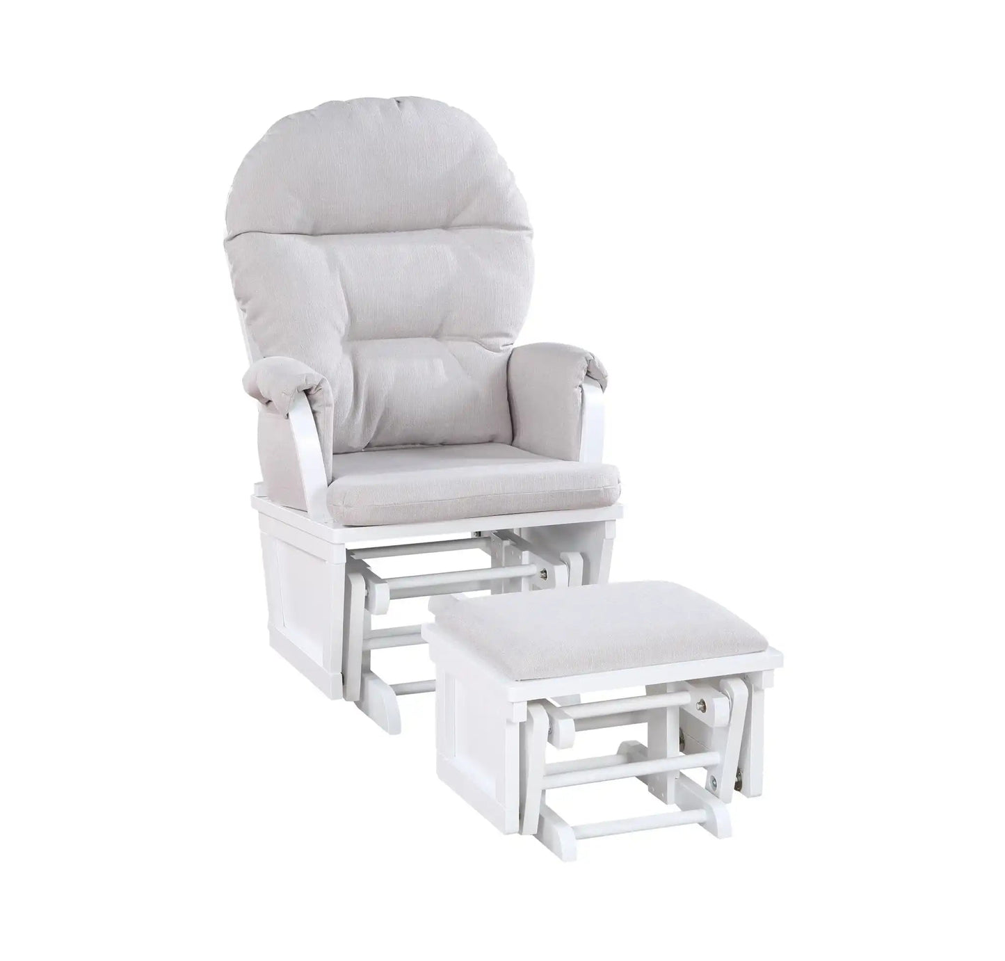 Madison - Glider & Ottoman - White Base, Gray
