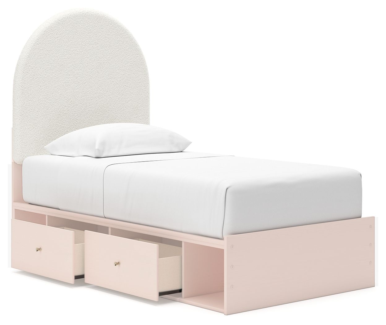 Wistenpine - Upholstered Panel Bed With Storage, Twin, Pink