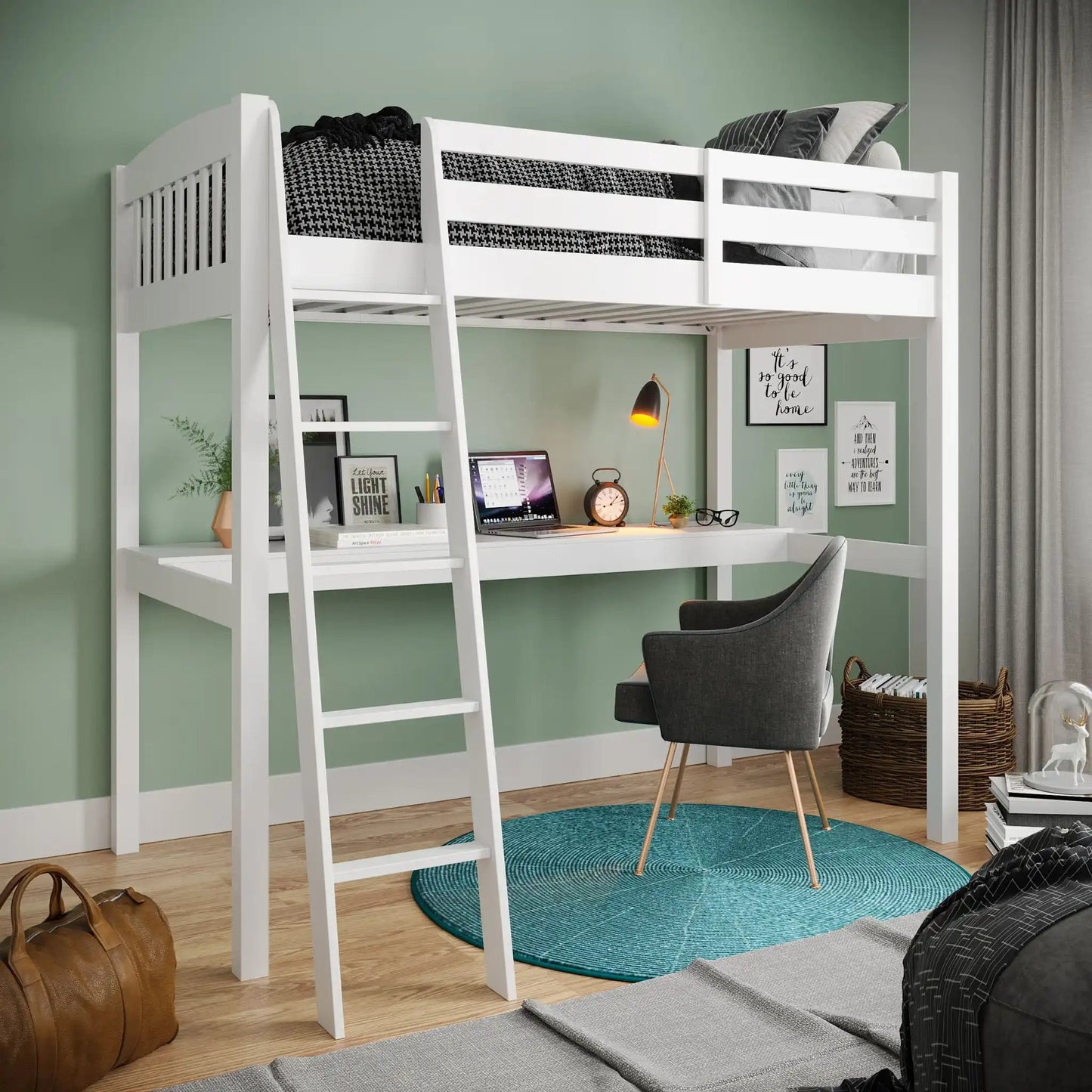 Everest - High Loft Bed With Desk And Storage, Full, Dark Gray