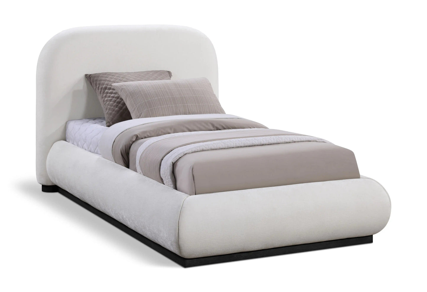 Vaughn - Chenille Bed With Black Base, Full, Beige