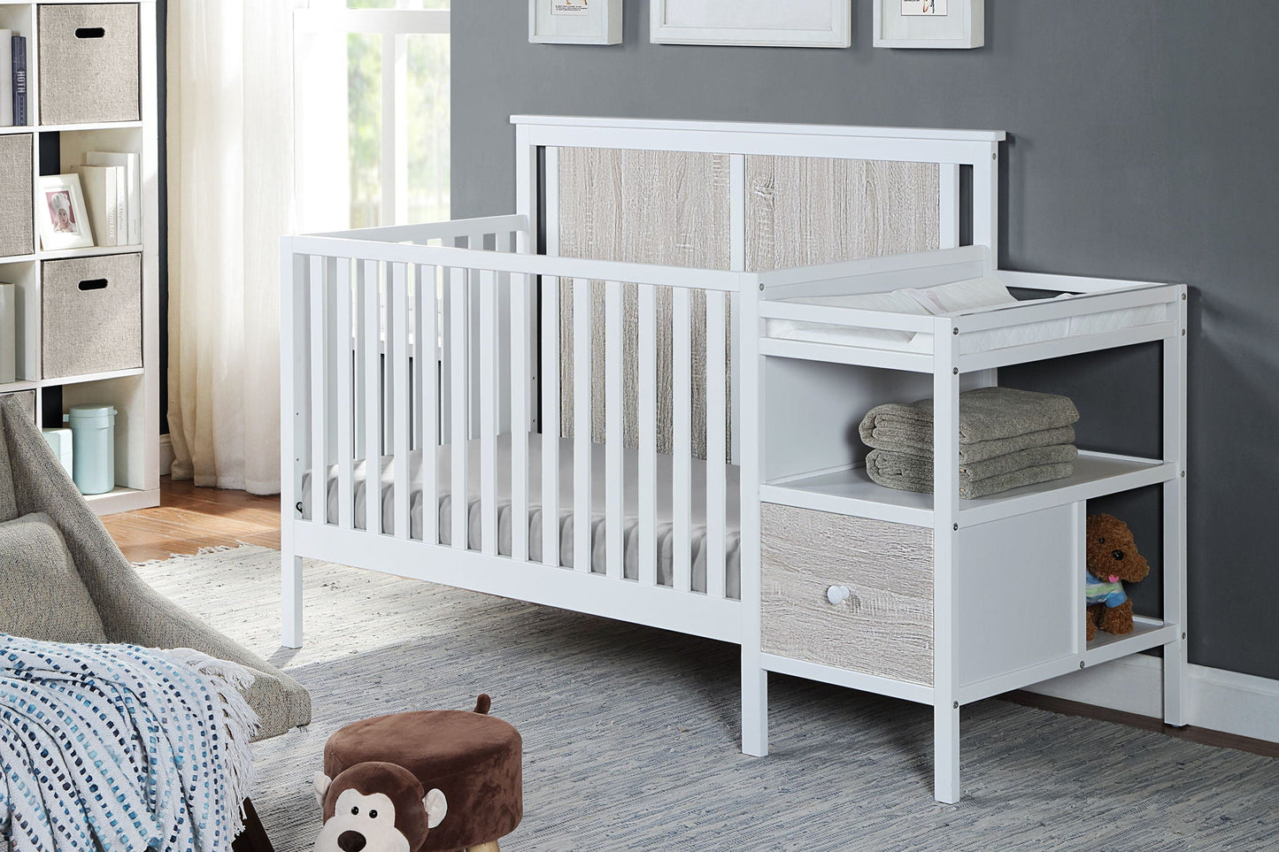 Connelly - 4-in-1 Crib and Changer Combo, White