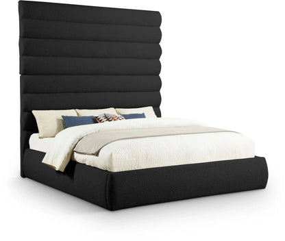 Adam - Boucle Fabric Bed With 89 Headboard, Full, Black