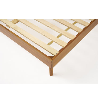 Okioki - Mid-Century Natural Stained Solid Acacia Wood Bed, Twin Long, Light Brown