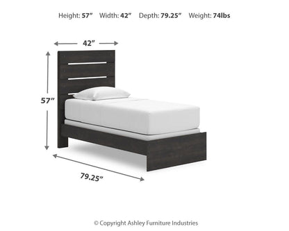 Hollivern - Panel Bed, King, Dark Gray