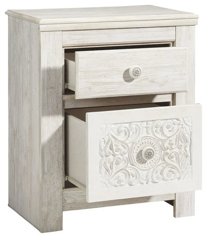 Paxberry - Two Drawer Night Stand - Whitewash