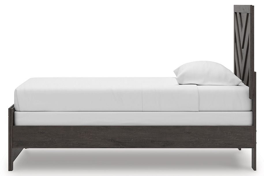 Prendonea - Panel Bed, King, Dark Gray
