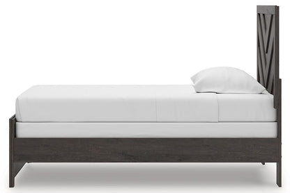 Prendonea - Panel Bed, King, Dark Gray