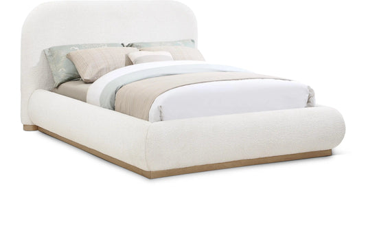 Vaughn - Boucle Bed With Natural Base, Full, White
