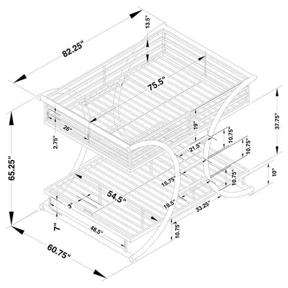 Stephan - Metal Bunk Bed, Full over Full, Dark Gray