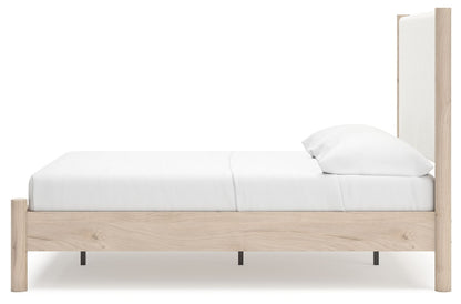 Cadmori - Upholstered Panel Bed, Queen, Beige