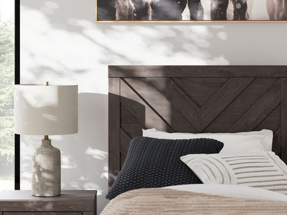 Prendonea - Panel Bed, King, Dark Gray