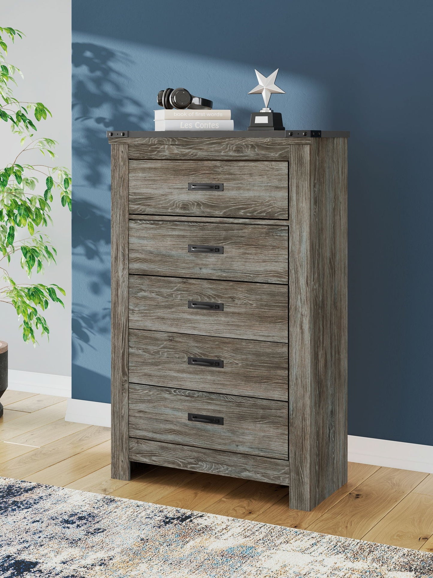 Frandern - Five Drawer Chest - Gray
