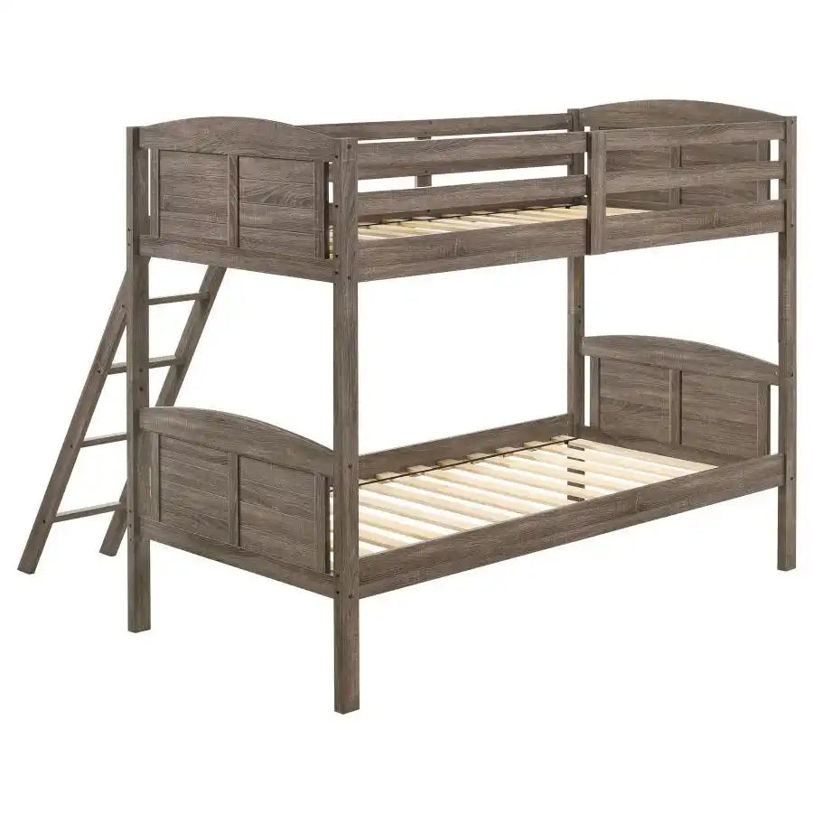 Flynn - Wood Bunk Bed, Twin over Twin, Dark Brown