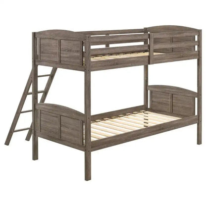 Flynn - Wood Bunk Bed, Twin over Twin, Dark Brown