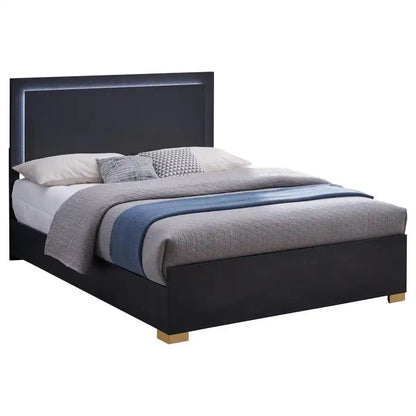 Marceline - Wood LED Panel Bed, Twin, Black