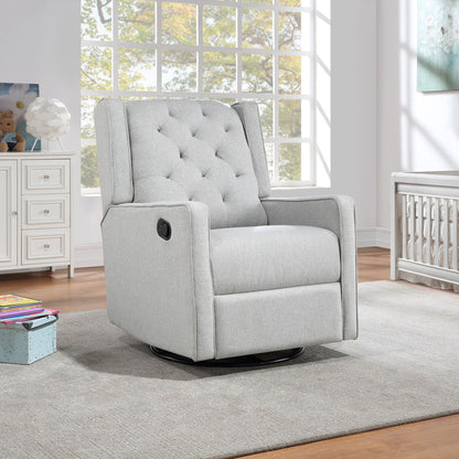 Milah - Gliding Swivel Recliner Tufted, Pearl Silver