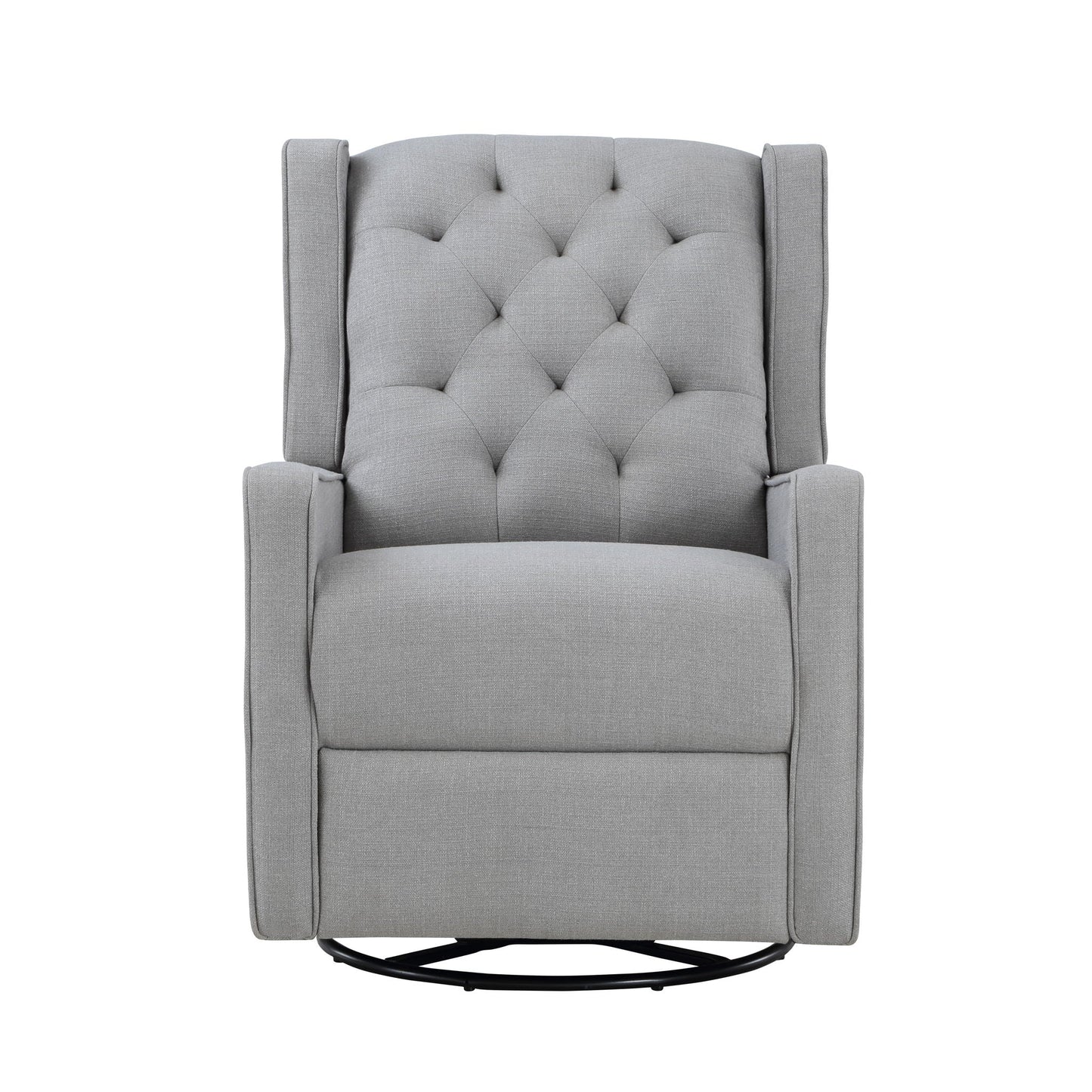 Milah - Gliding Swivel Recliner Tufted, Pearl Silver