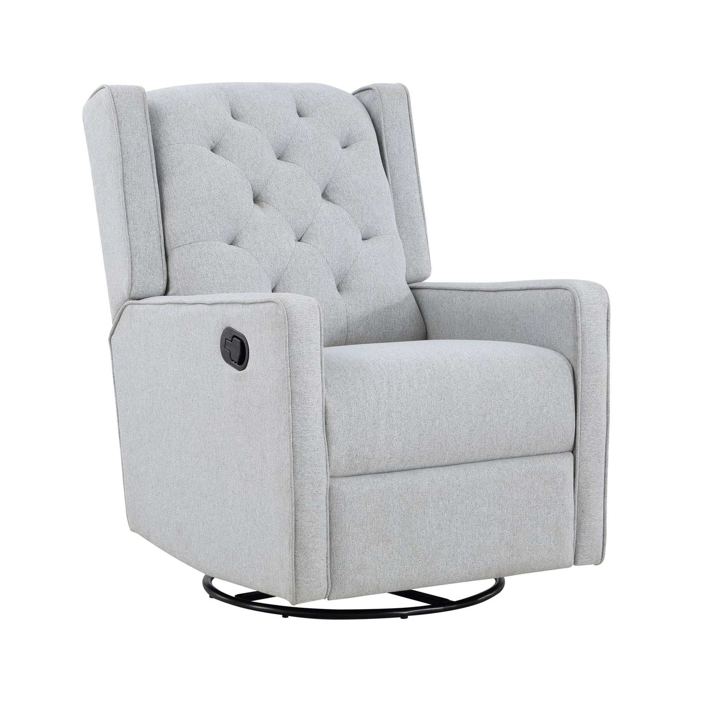 Milah - Gliding Swivel Recliner Tufted, Pearl Silver