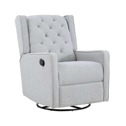 Milah - Gliding Swivel Recliner Tufted, Pearl Silver