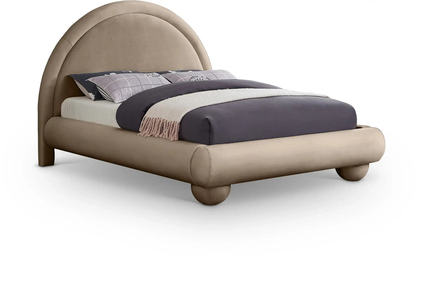 Madrid - Velvet Upholstered Bed, Full, Dark Brown