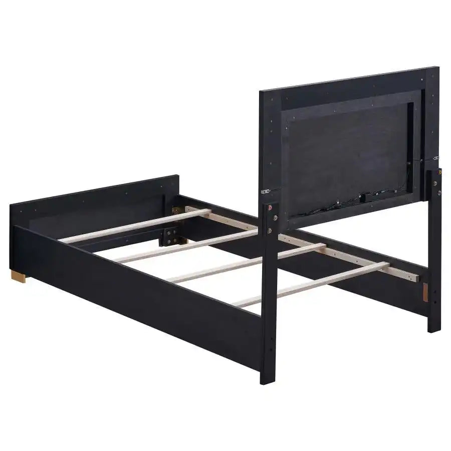 Marceline - Wood LED Panel Bed, Twin, Black