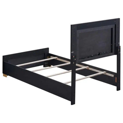 Marceline - Wood LED Panel Bed, Twin, Black