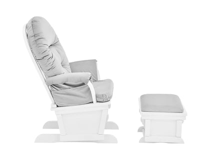Madison - Glider & Ottoman - White Base, Gray