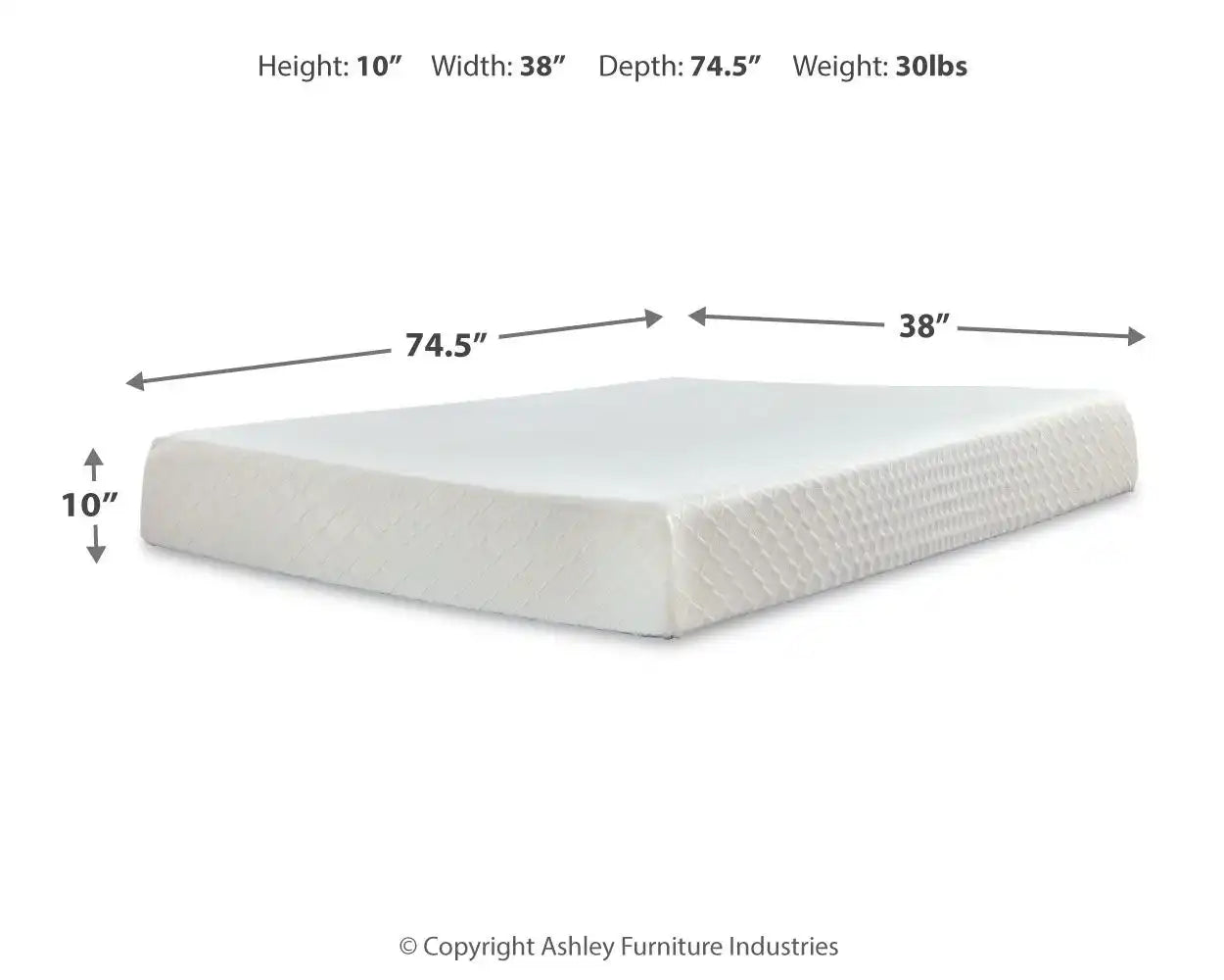 10 Inch Chime Memory Foam - Firm Memory Foam Mattress, Twin, White