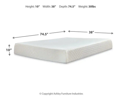 10 Inch Chime Memory Foam - Firm Memory Foam Mattress, Twin, White