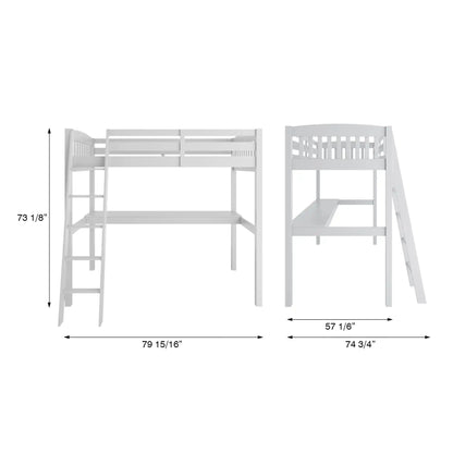 Everest - High Loft Bed With Desk And Storage, Full, Dark Gray