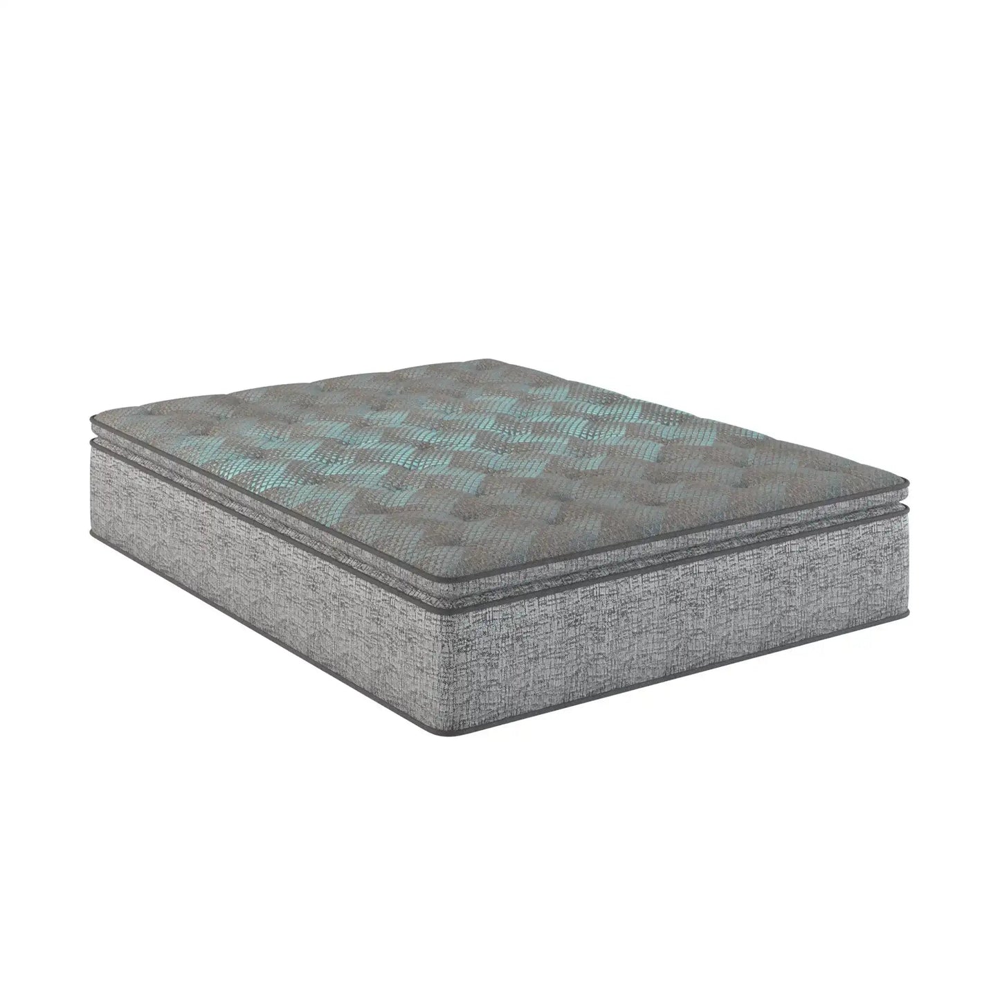 Comfort Care - 12 Twin Hybrid Euro Top Mattress, Plush Comfort With Individual Pocketed Coil - Gray / Blue