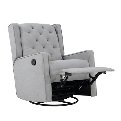 Milah - Gliding Swivel Recliner Tufted, Pearl Silver