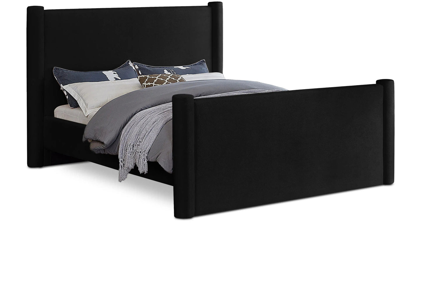 Elias - Velvet Bed, Full, Black