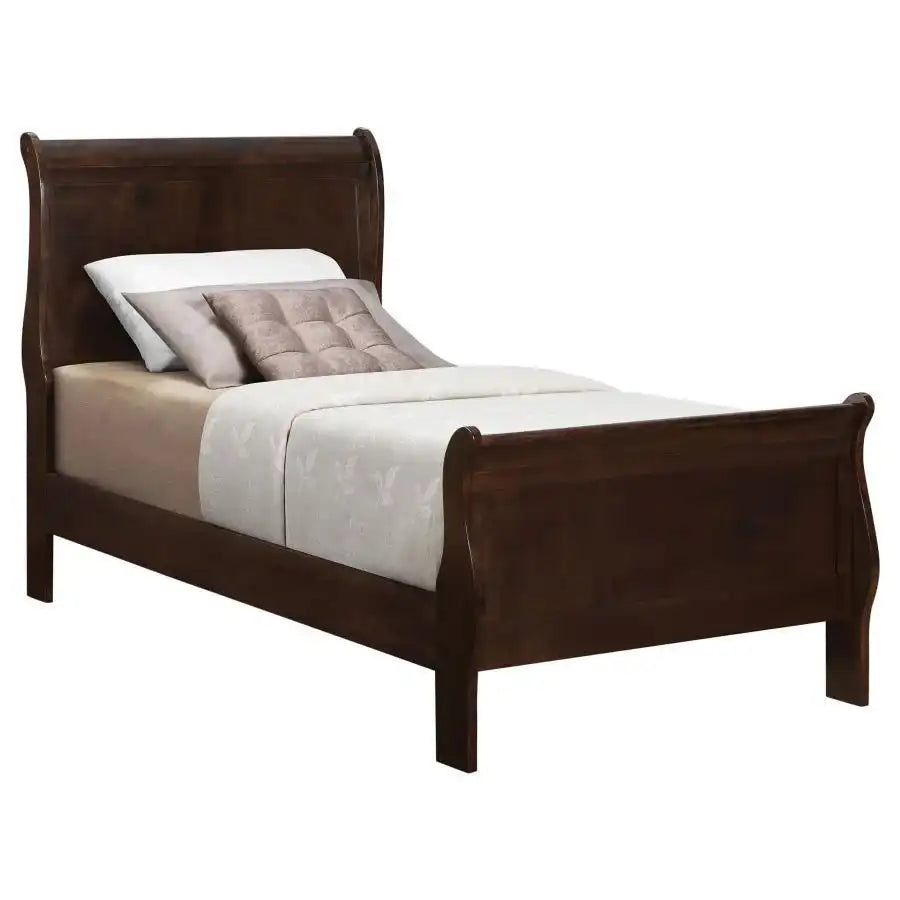 Louis Philippe - Panel Sleigh Bed, Full, Dark Brown