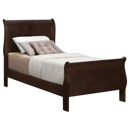 Louis Philippe - Panel Sleigh Bed, Full, Dark Brown