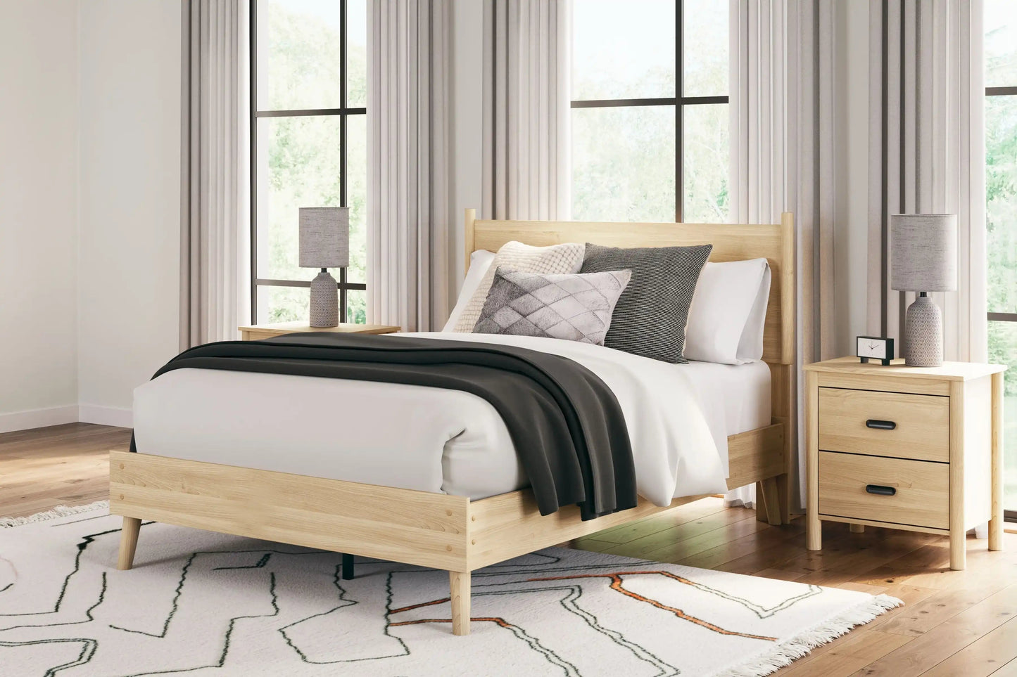 Cabinella - Platform Panel Bed, Queen, Beige