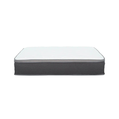 10 Full Size Hybrid Mattress In A Box, Gel Memory Foam Mattress With Pocket Coil Base - Gray / White