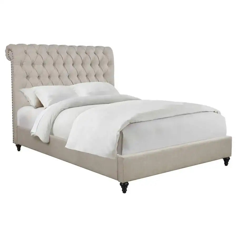 Devon - Upholstered Panel Bed, Full, Beige