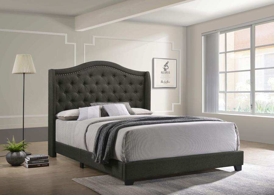 Sonoma - Upholstered Wingback Bed, Full, Dark Gray