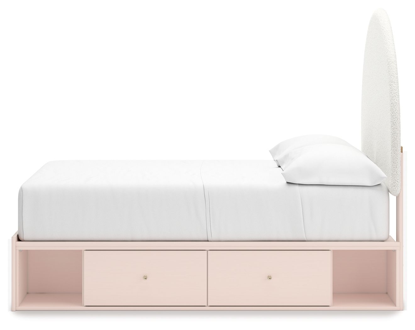 Wistenpine - Upholstered Panel Bed With Storage, Twin, Pink