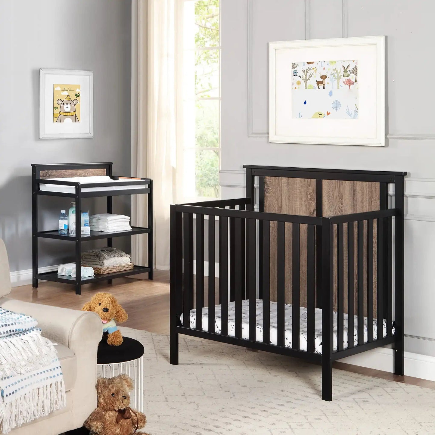 Connelly - Mini Crib With Mattress Pad, Black