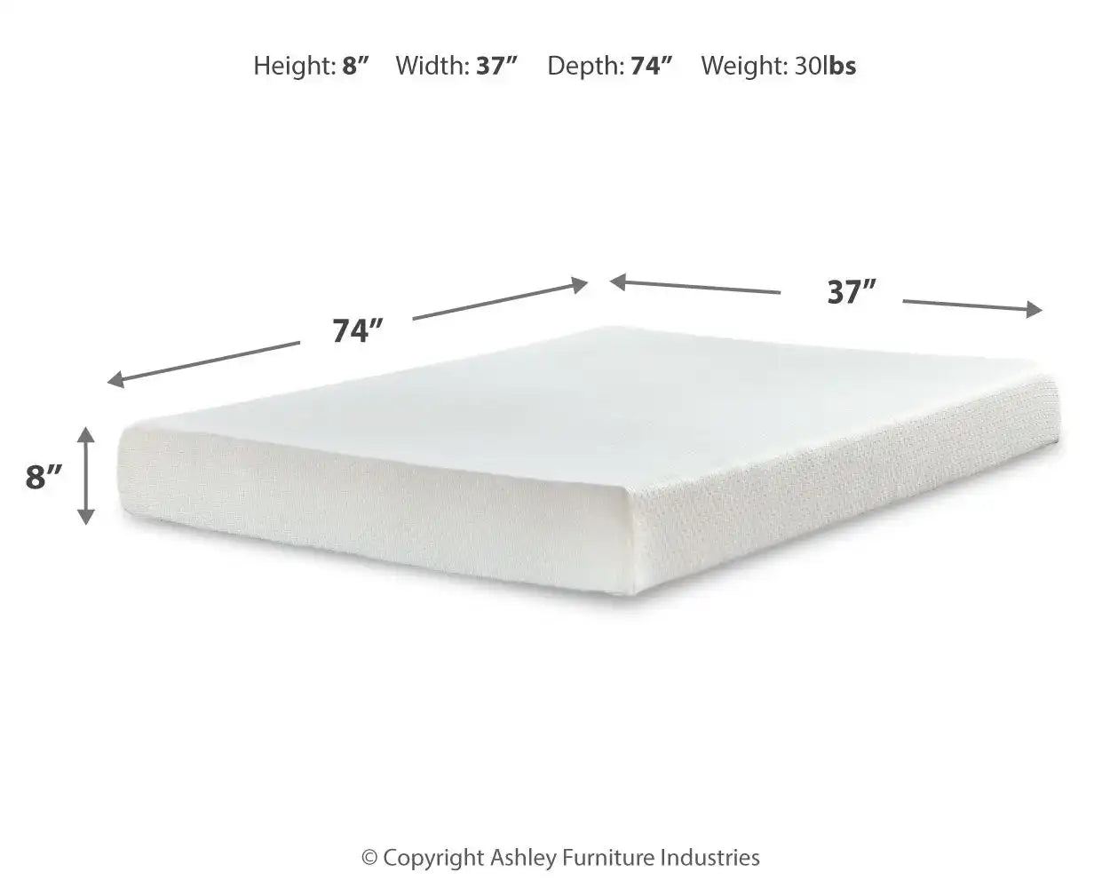 Chime 8 Inch Memory Foam - Medium Memory Foam Mattress, Full, White