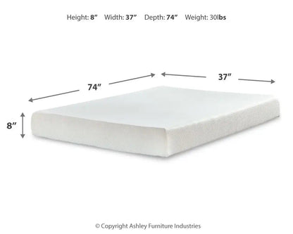 Chime 8 Inch Memory Foam - Medium Memory Foam Mattress, Full, White