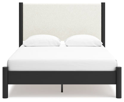 Cadmori - Upholstered Panel Bed, Queen, Beige