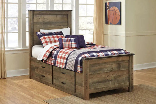 Trinell - Panel Bed, Twin, Dark Brown