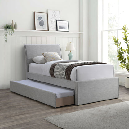 Myles - Linen Twin Trundle Bed, White