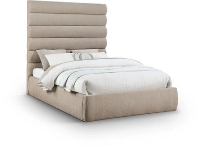 Adam - Chenille Fabric Bed With 70.5 Headboard, Full, Beige