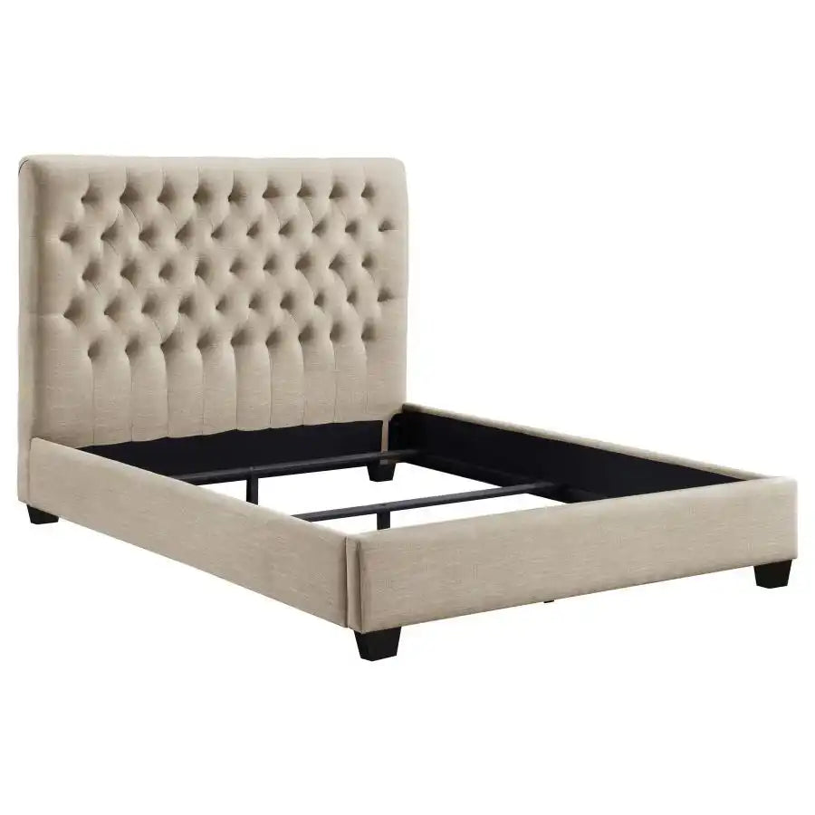 Chloe - Upholstered Panel Bed, Full, Beige